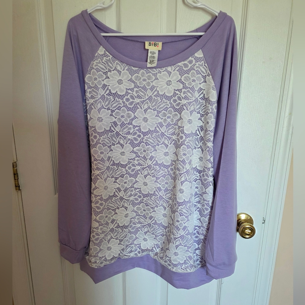 BiBi Lavender and White Lace Sweatshirt